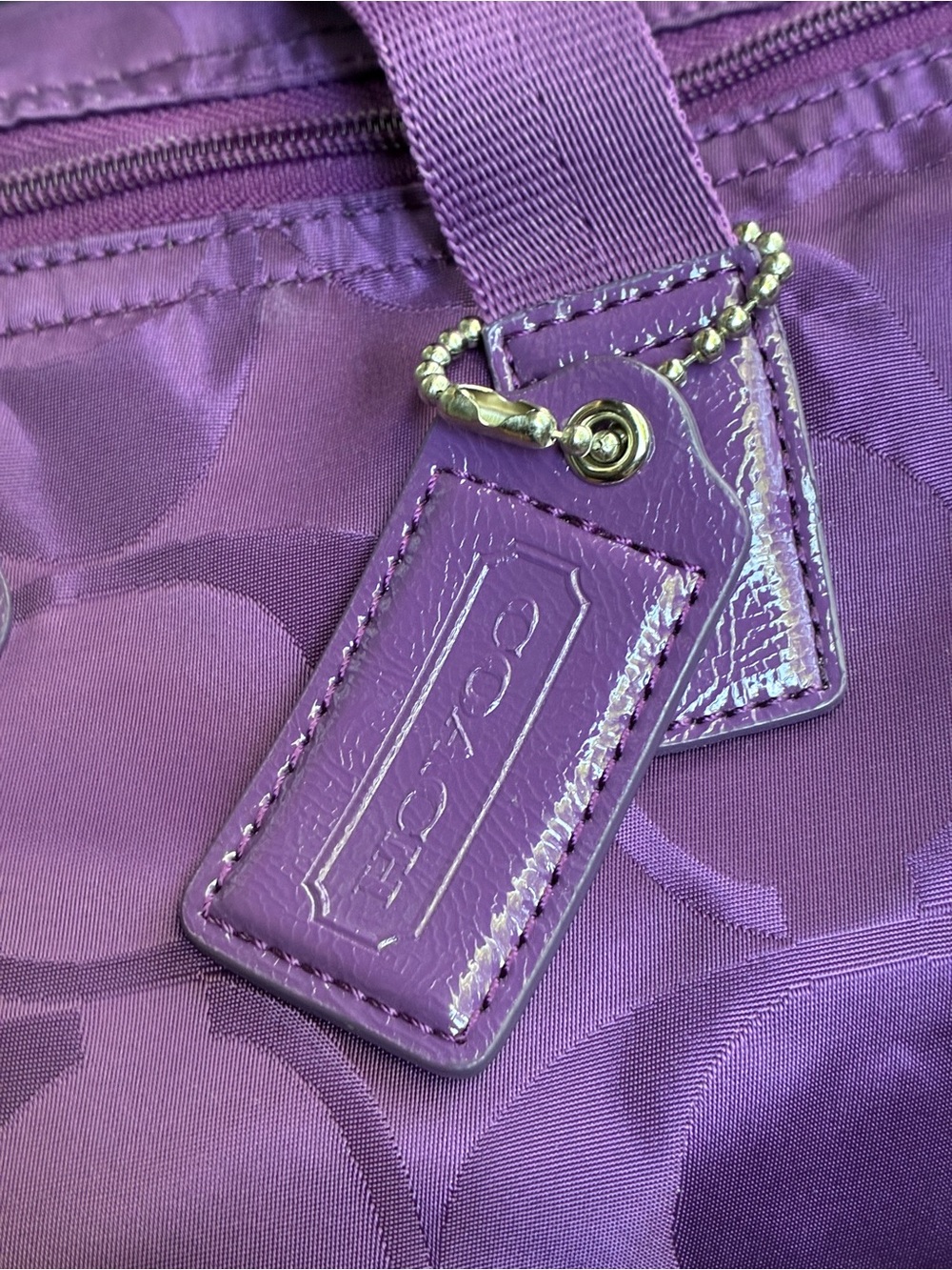 COACH BAG,Coach Purple Signature Jacquard Tote - Picture 3 of 12